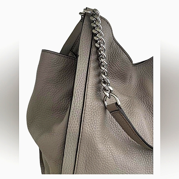 MICHAEL KORS NEWBURY GREY PEBBLED TEXTURE LEATHER SHOULDER TOTE BAG  EUC - Picture 5 of 16